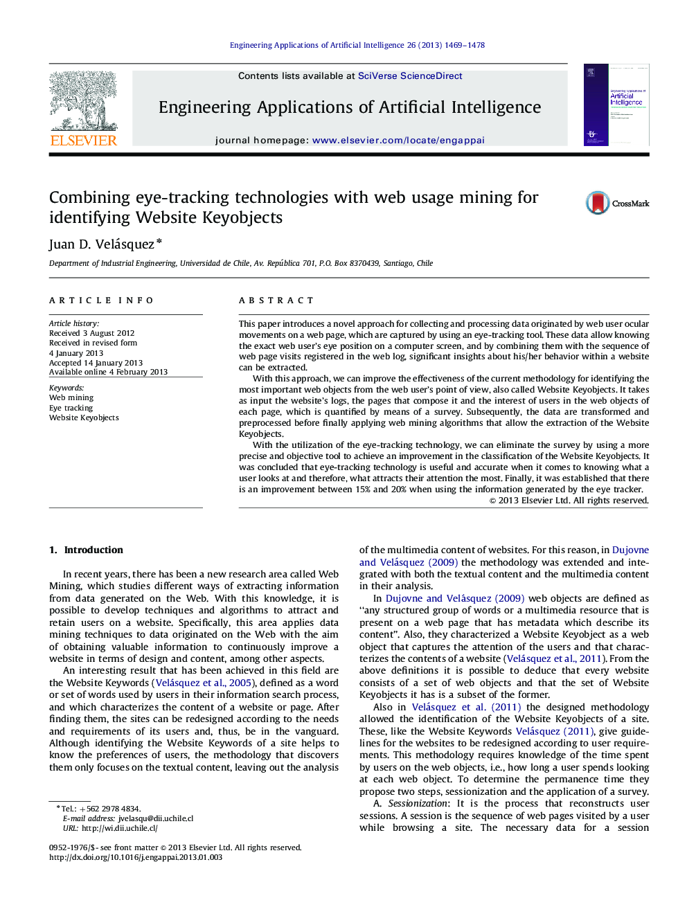 Combining eye-tracking technologies with web usage mining for identifying Website Keyobjects