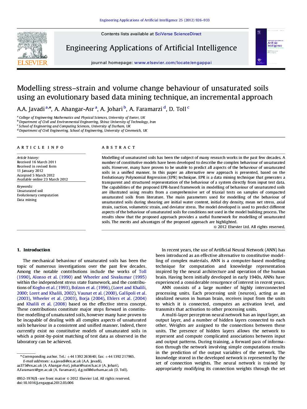 Modelling stress–strain and volume change behaviour of unsaturated soils using an evolutionary based data mining technique, an incremental approach