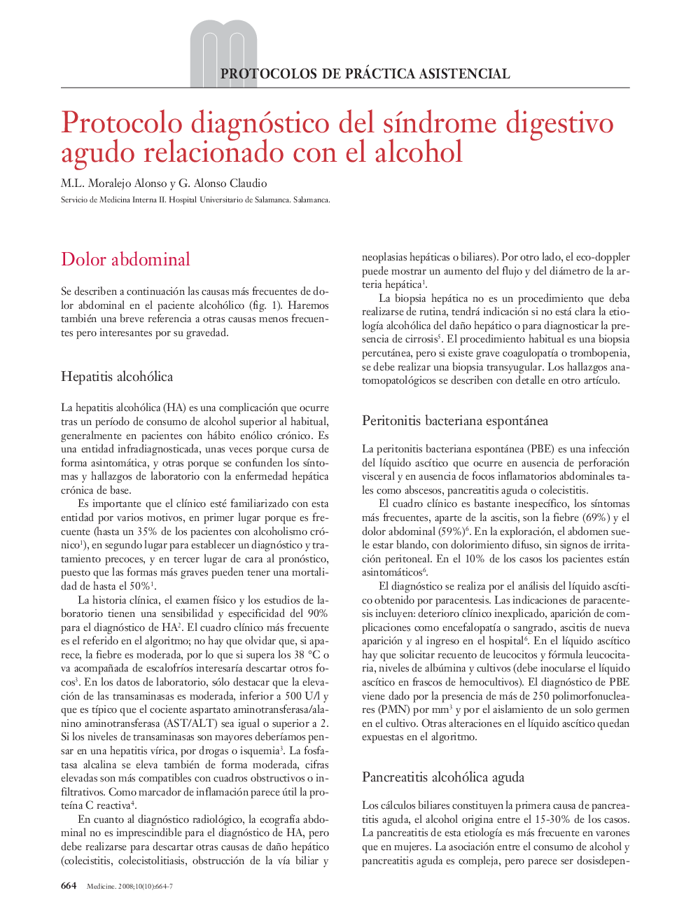 Protocolo diagnóstico del sÃ­ndrome digestivo agudo relacionado con el alcohol