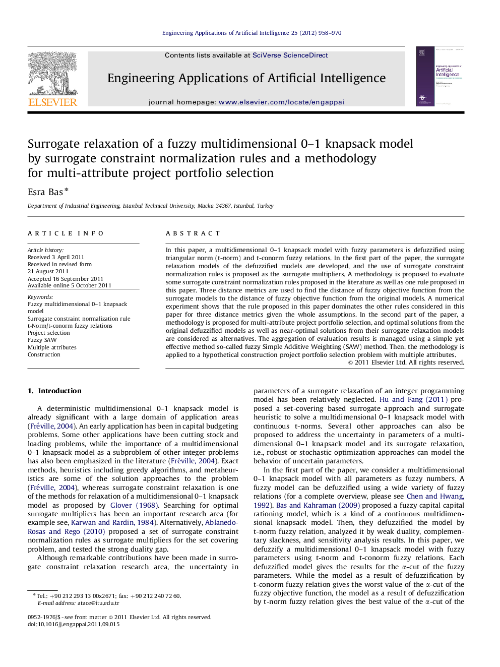 Surrogate relaxation of a fuzzy multidimensional 0–1 knapsack model by surrogate constraint normalization rules and a methodology for multi-attribute project portfolio selection