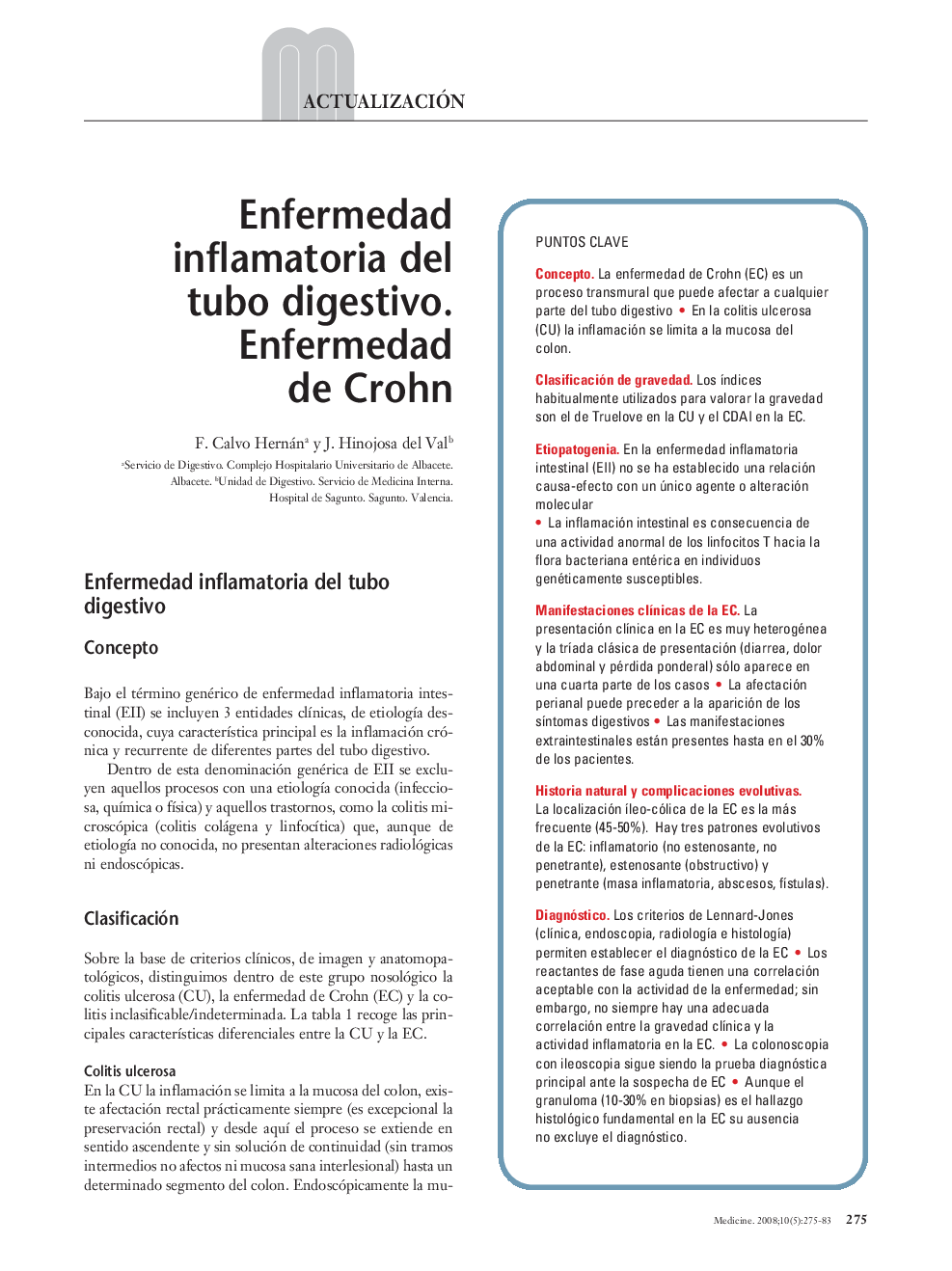 Enfermedad inflamatoria del tubo digestivo. Enfermedad de Crohn