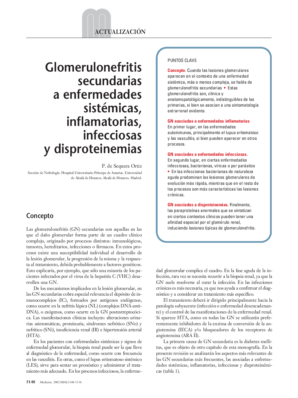 Glomerulonefritis secundarias a enfermedades sistémicas, inflamatorias, infecciosas y disproteinemias