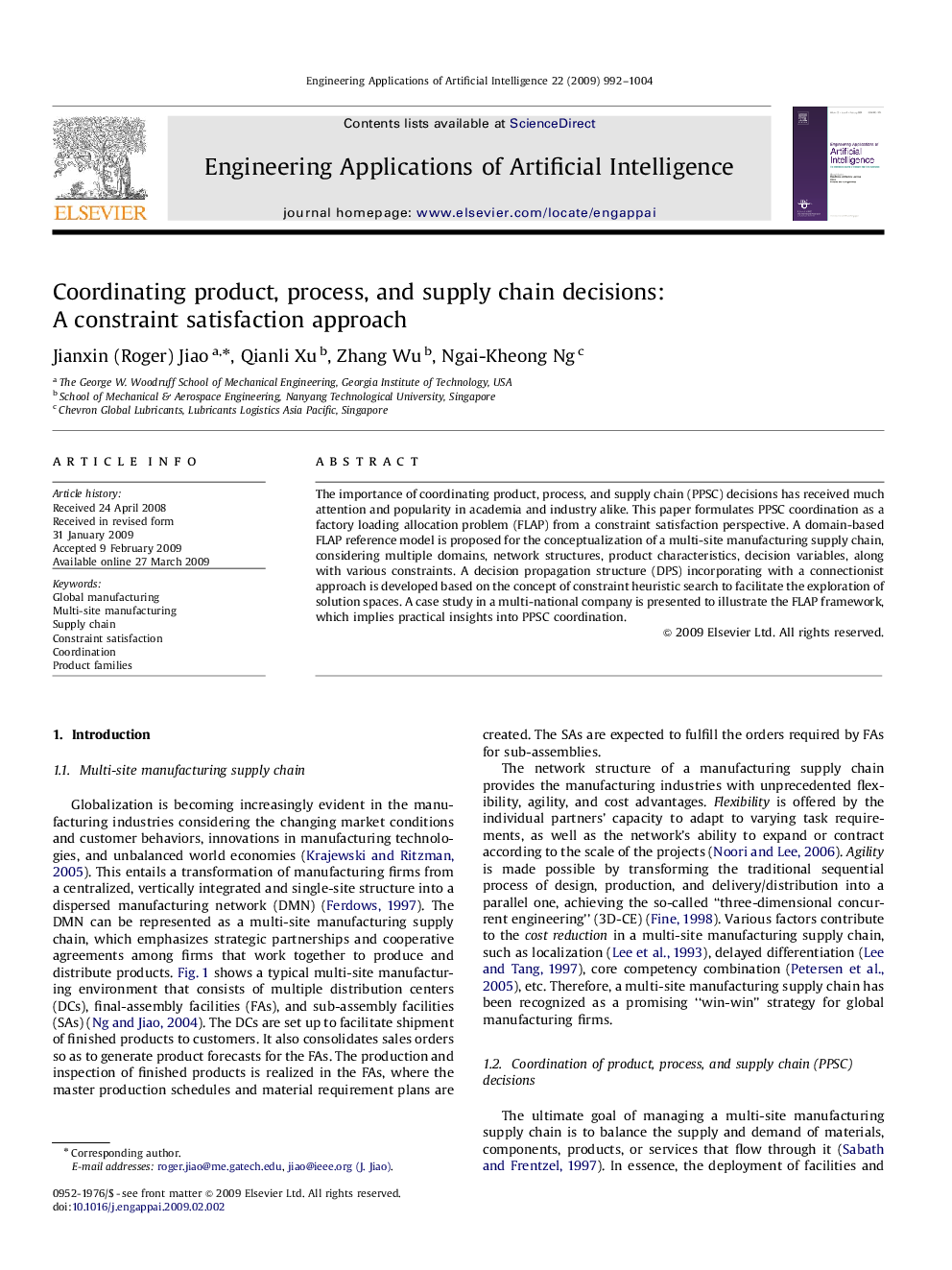 Coordinating product, process, and supply chain decisions: A constraint satisfaction approach