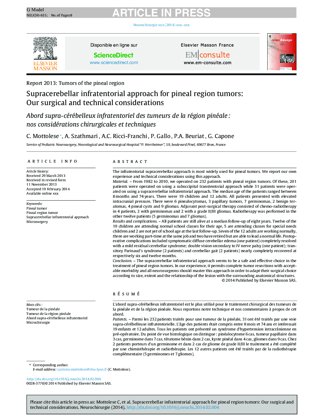 Supracerebellar infratentorial approach for pineal region tumors: Our surgical and technical considerations