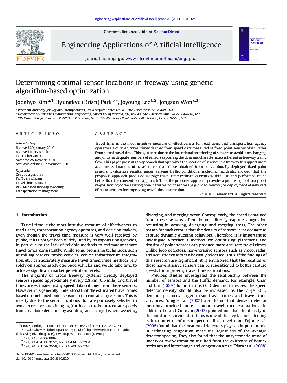 Determining optimal sensor locations in freeway using genetic algorithm-based optimization