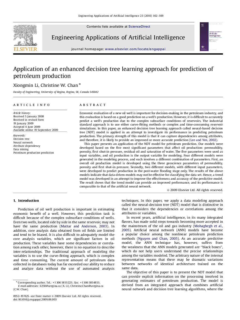 Application of an enhanced decision tree learning approach for prediction of petroleum production