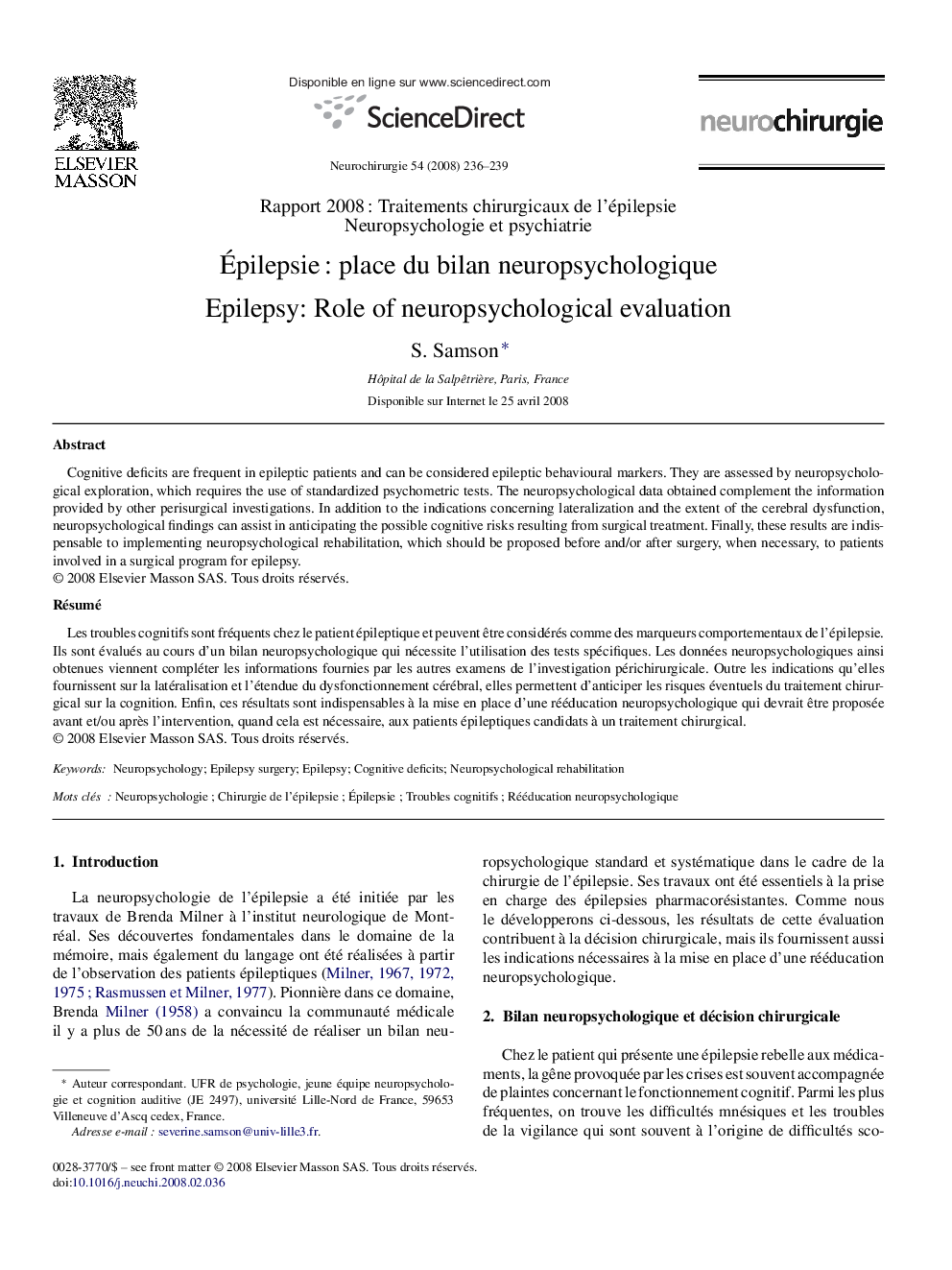 ÃpilepsieÂ : place du bilan neuropsychologique