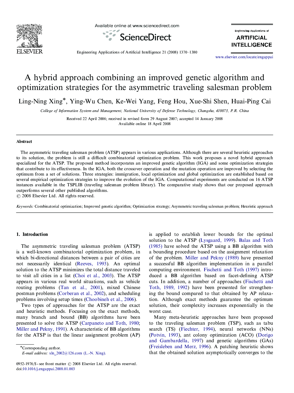 A hybrid approach combining an improved genetic algorithm and optimization strategies for the asymmetric traveling salesman problem