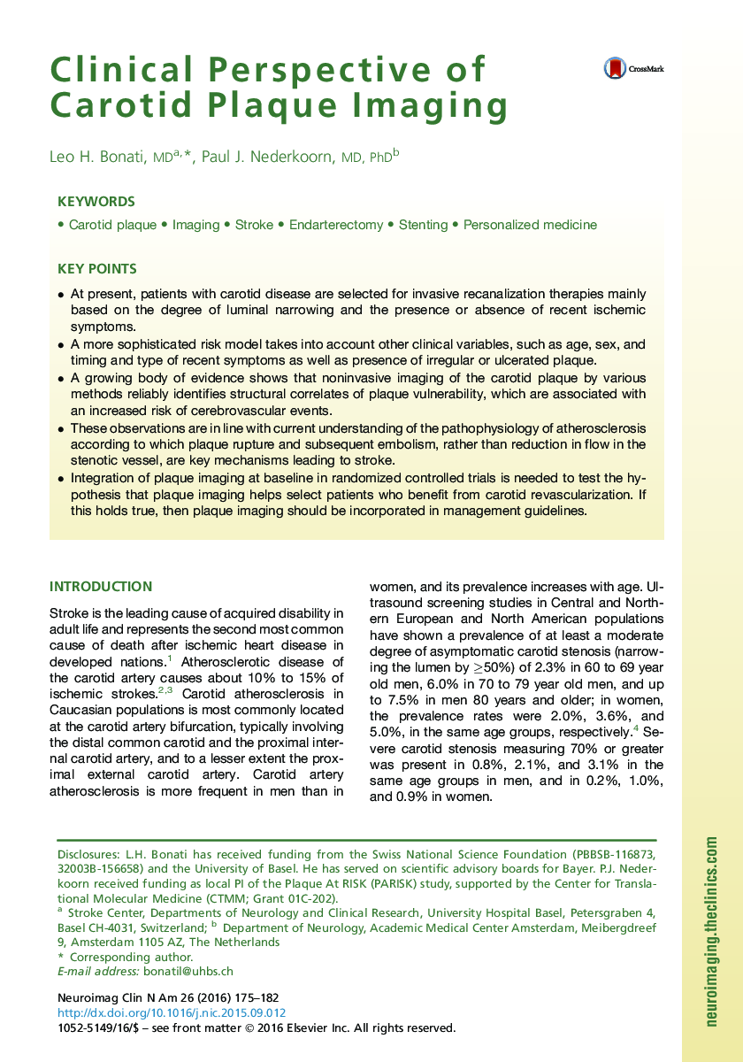 Clinical Perspective of Carotid Plaque Imaging