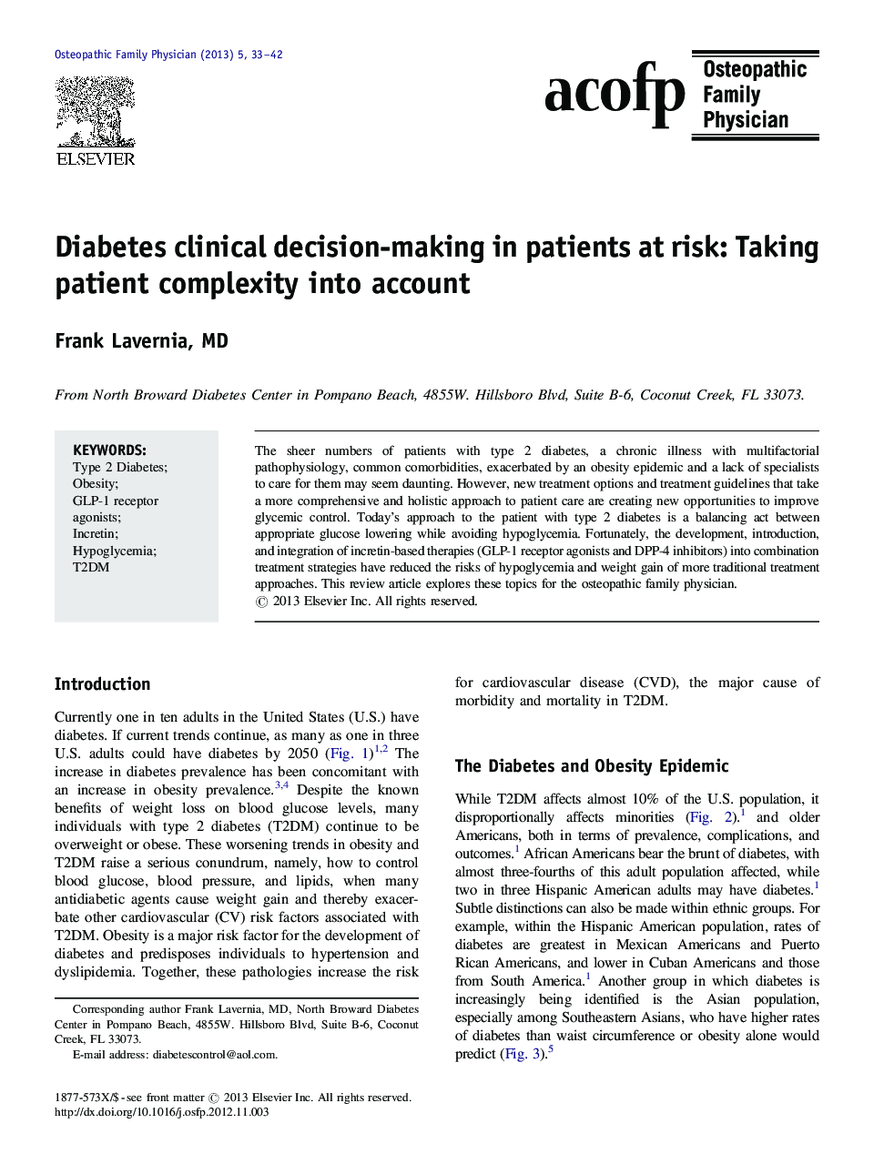 Diabetes clinical decision-making in patients at risk: Taking patient complexity into account