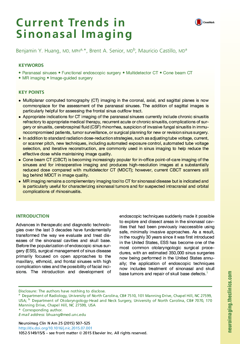 Current Trends in Sinonasal Imaging