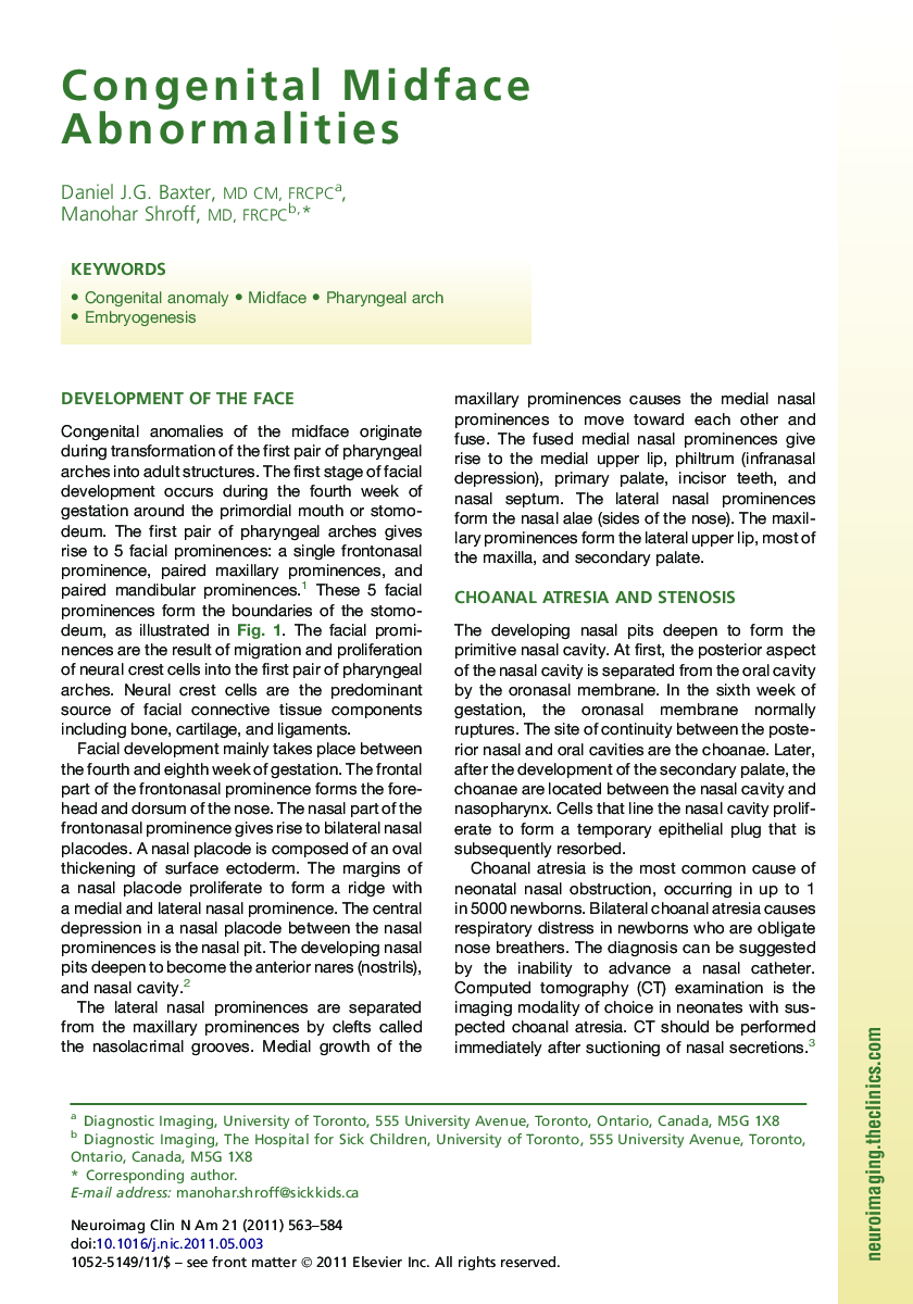 Congenital Midface Abnormalities