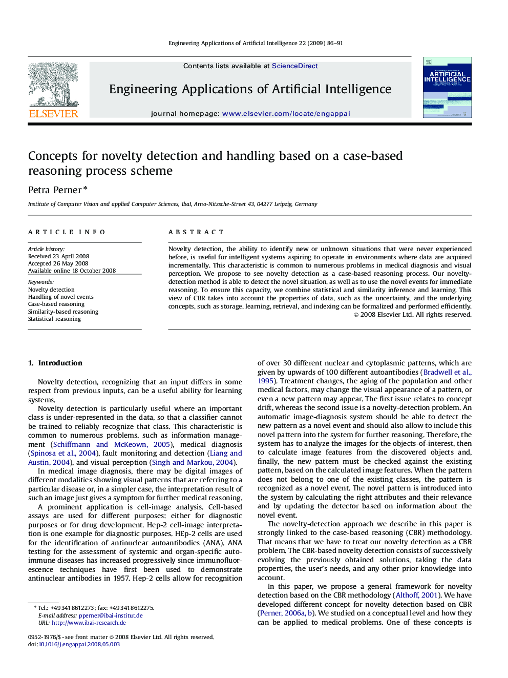 Concepts for novelty detection and handling based on a case-based reasoning process scheme