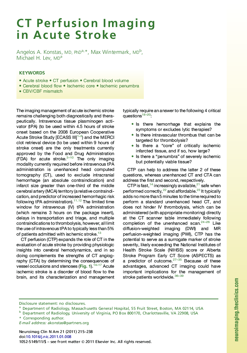 CT Perfusion Imaging in Acute Stroke