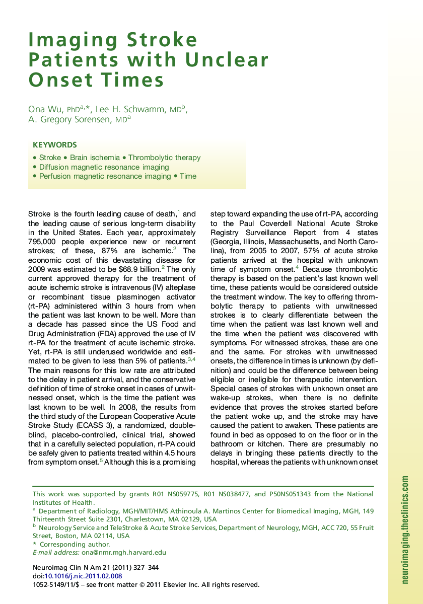 Imaging Stroke Patients with Unclear Onset Times