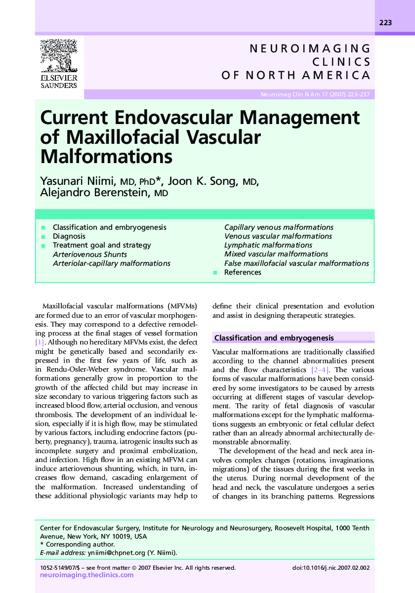Current Endovascular Management of Maxillofacial Vascular Malformations