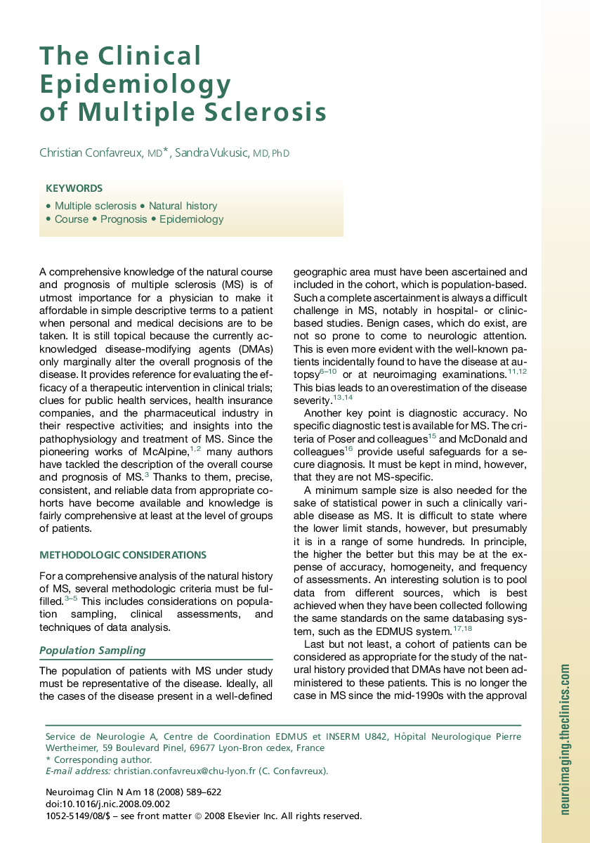 The Clinical Epidemiology of Multiple Sclerosis