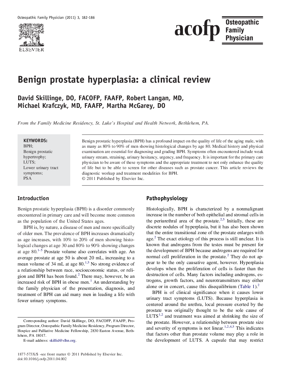 Benign prostate hyperplasia: a clinical review