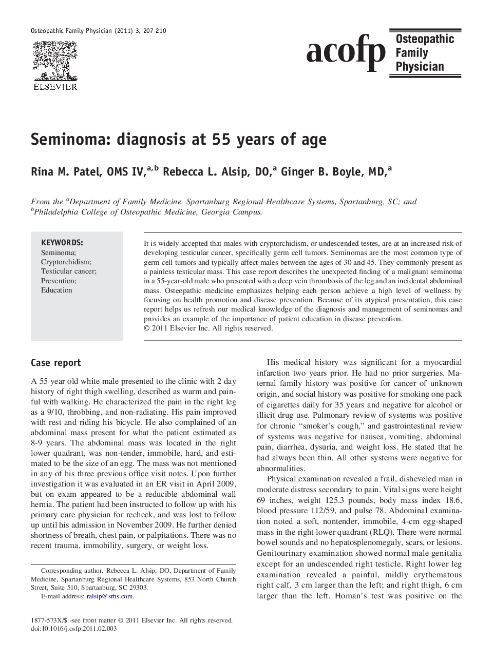 Seminoma: diagnosis at 55 years of age