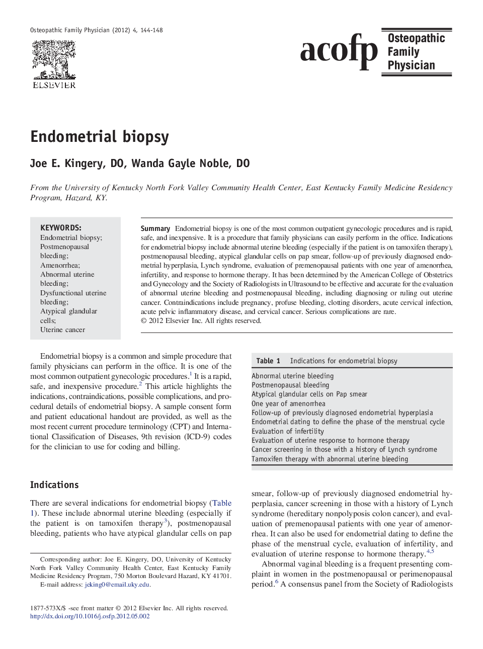 Endometrial biopsy