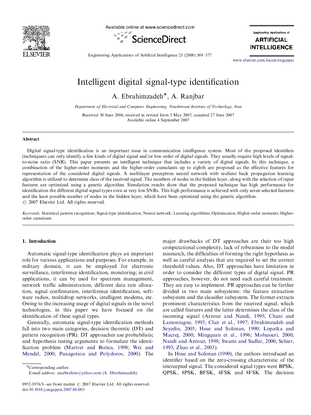 Intelligent digital signal-type identification