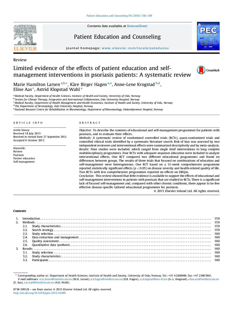 شواهد محدود اثرات آموزش بیمار و مداخلات خود مداخله در بیماران پسوریازیس: بررسی سیستماتیک 