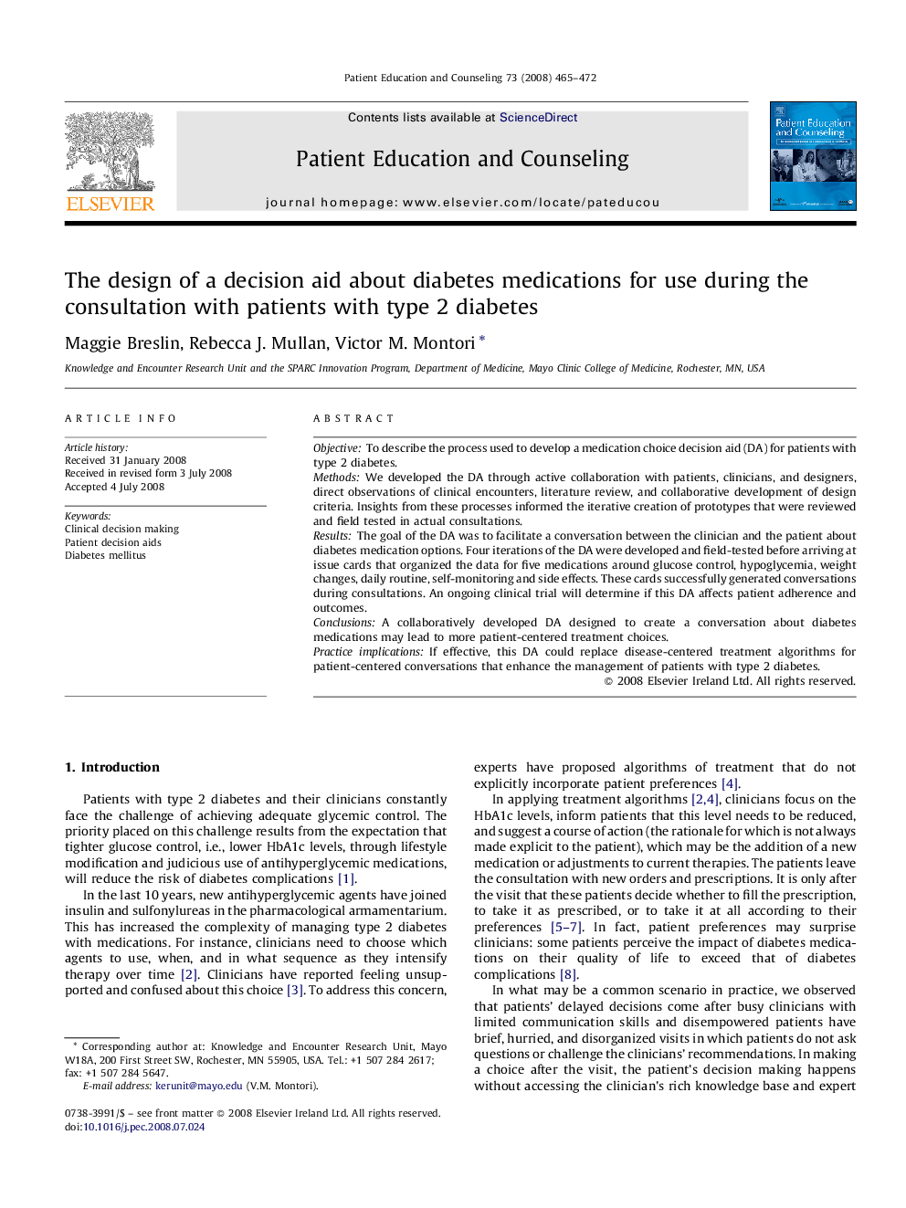 The design of a decision aid about diabetes medications for use during the consultation with patients with type 2 diabetes