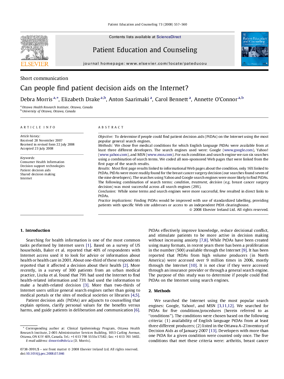 Can people find patient decision aids on the Internet?