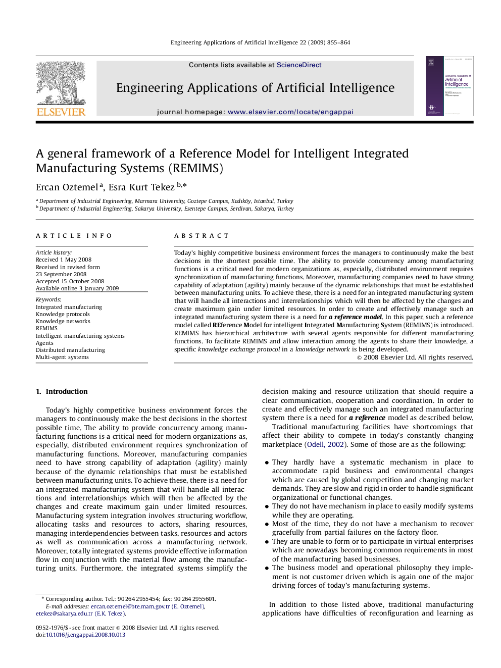 A general framework of a Reference Model for Intelligent Integrated Manufacturing Systems (REMIMS)