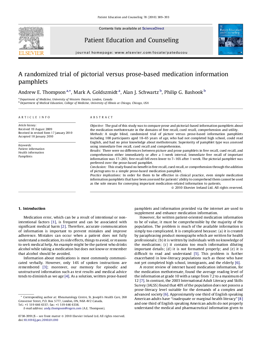 A randomized trial of pictorial versus prose-based medication information pamphlets