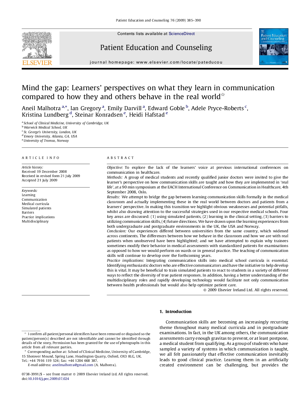 Mind the gap: Learners’ perspectives on what they learn in communication compared to how they and others behave in the real world 