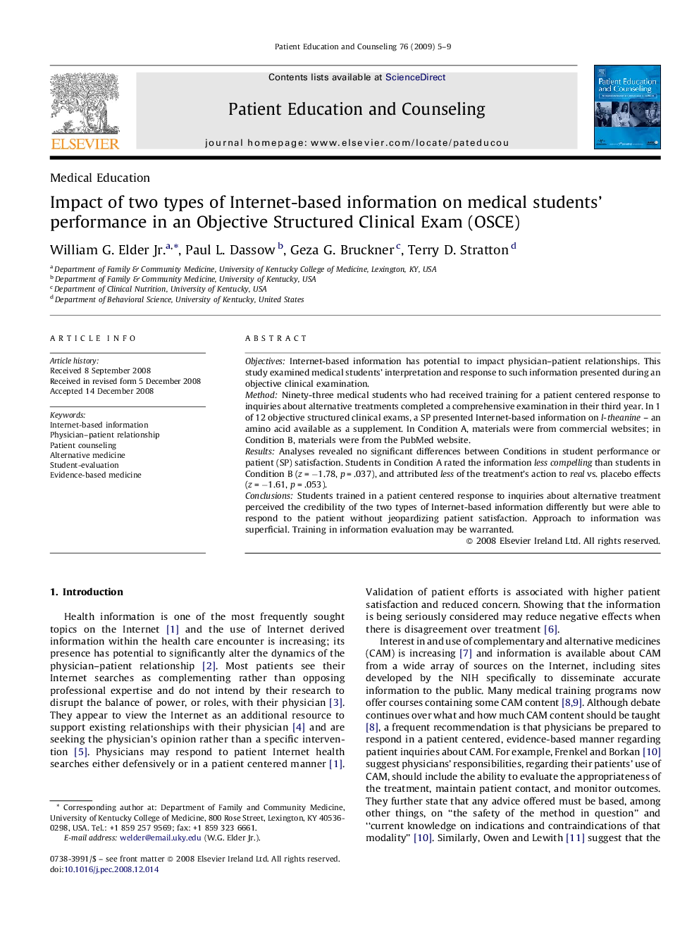 Impact of two types of Internet-based information on medical students' performance in an Objective Structured Clinical Exam (OSCE)