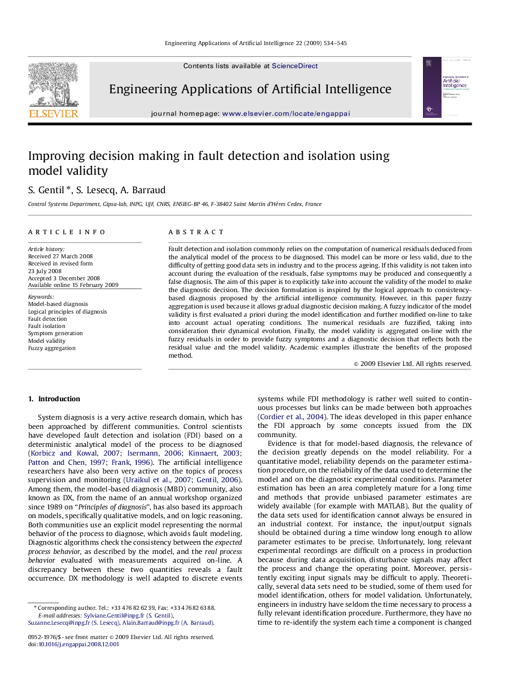 Improving decision making in fault detection and isolation using model validity