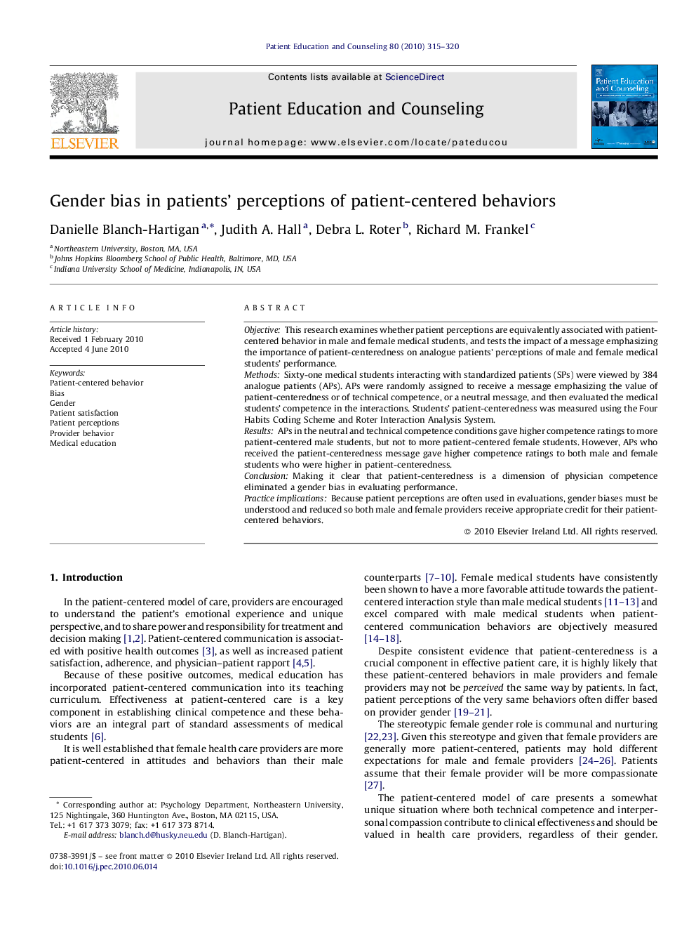 Gender bias in patients’ perceptions of patient-centered behaviors