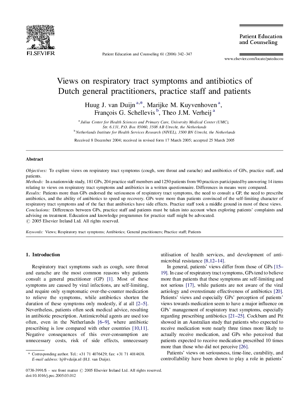 Views on respiratory tract symptoms and antibiotics of Dutch general practitioners, practice staff and patients