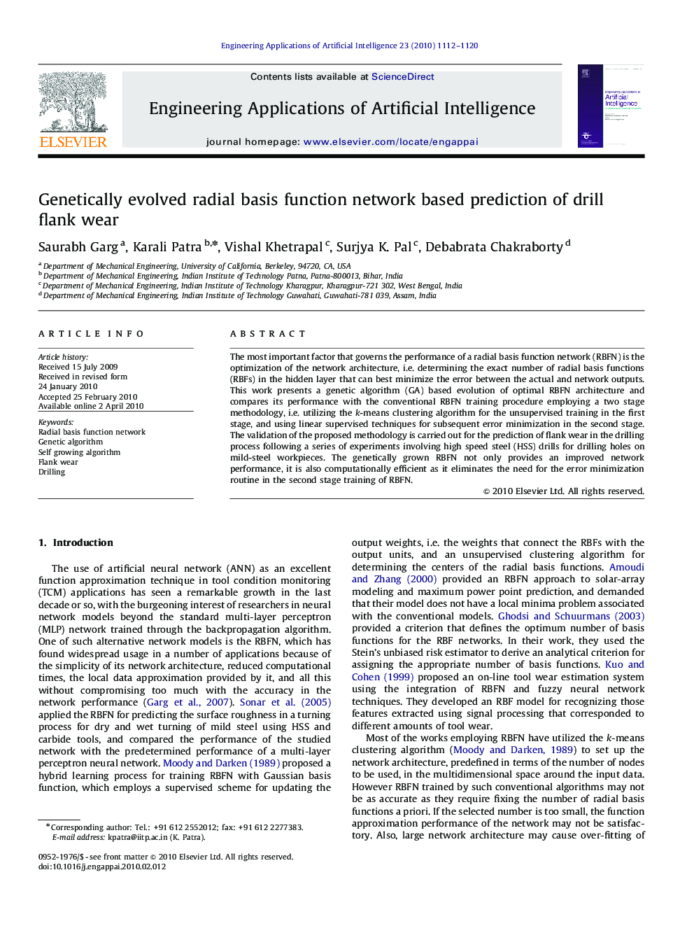 Genetically evolved radial basis function network based prediction of drill flank wear