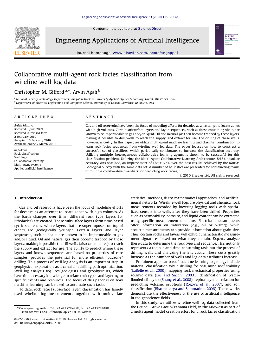 Collaborative multi-agent rock facies classification from wireline well log data