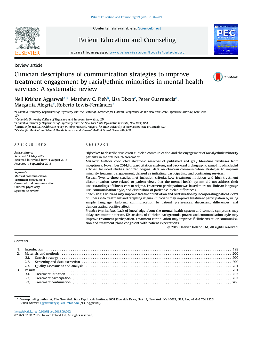 Clinician descriptions of communication strategies to improve treatment engagement by racial/ethnic minorities in mental health services: A systematic review