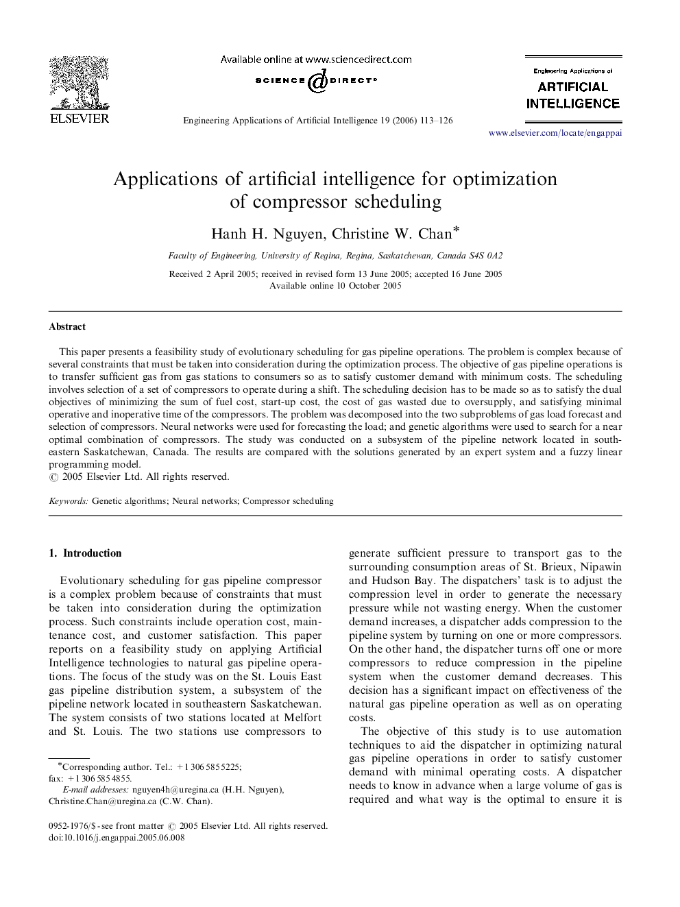 Applications of artificial intelligence for optimization of compressor scheduling