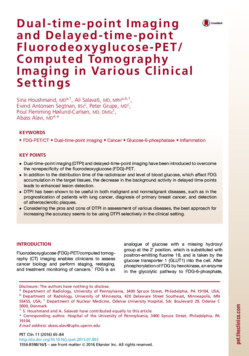 Dual-time-point Imaging and Delayed-time-point Fluorodeoxyglucose-PET/Computed Tomography Imaging in Various Clinical Settings