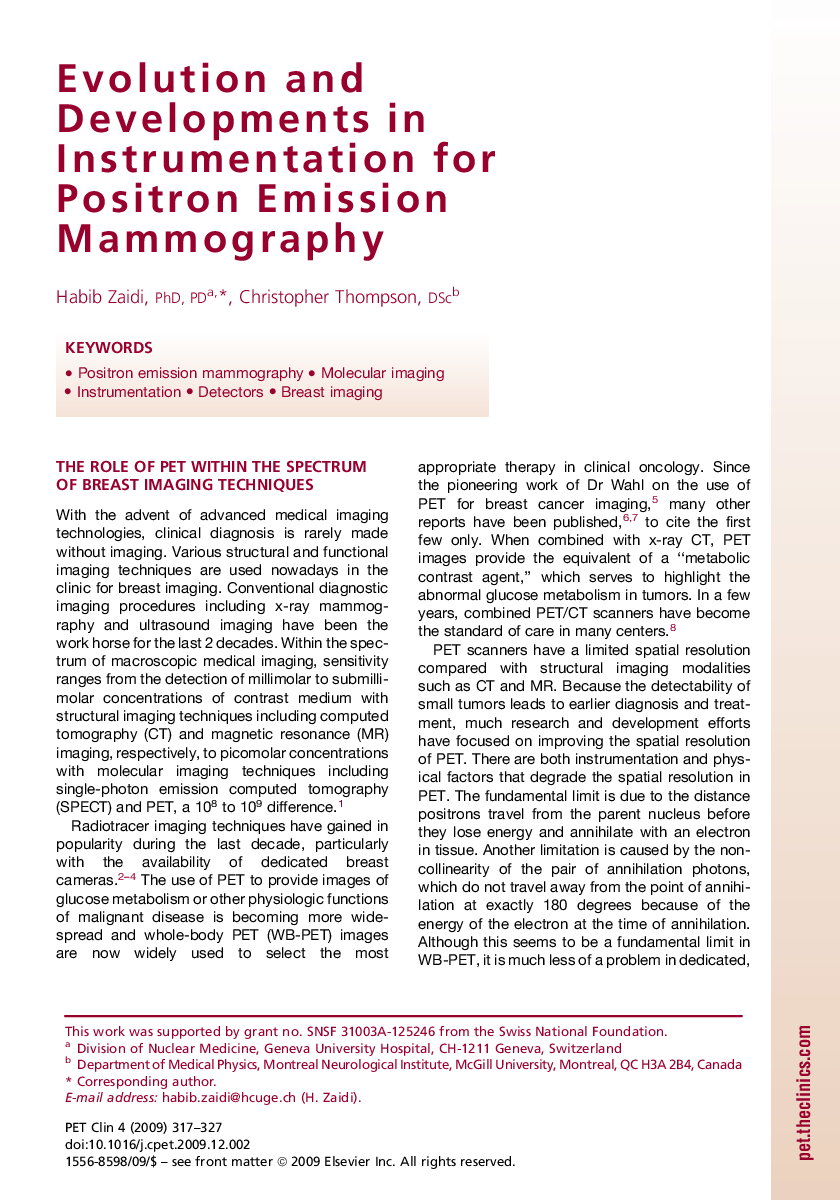 Evolution and Developments in Instrumentation for Positron Emission Mammography