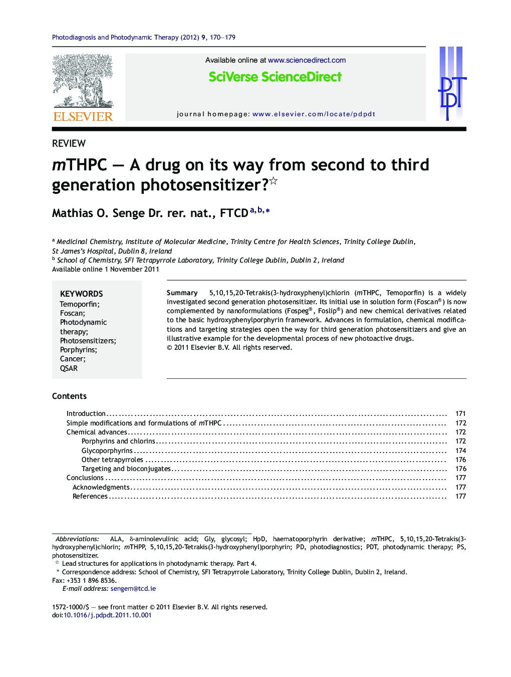 mTHPC - A drug on its way from second to third generation photosensitizer?