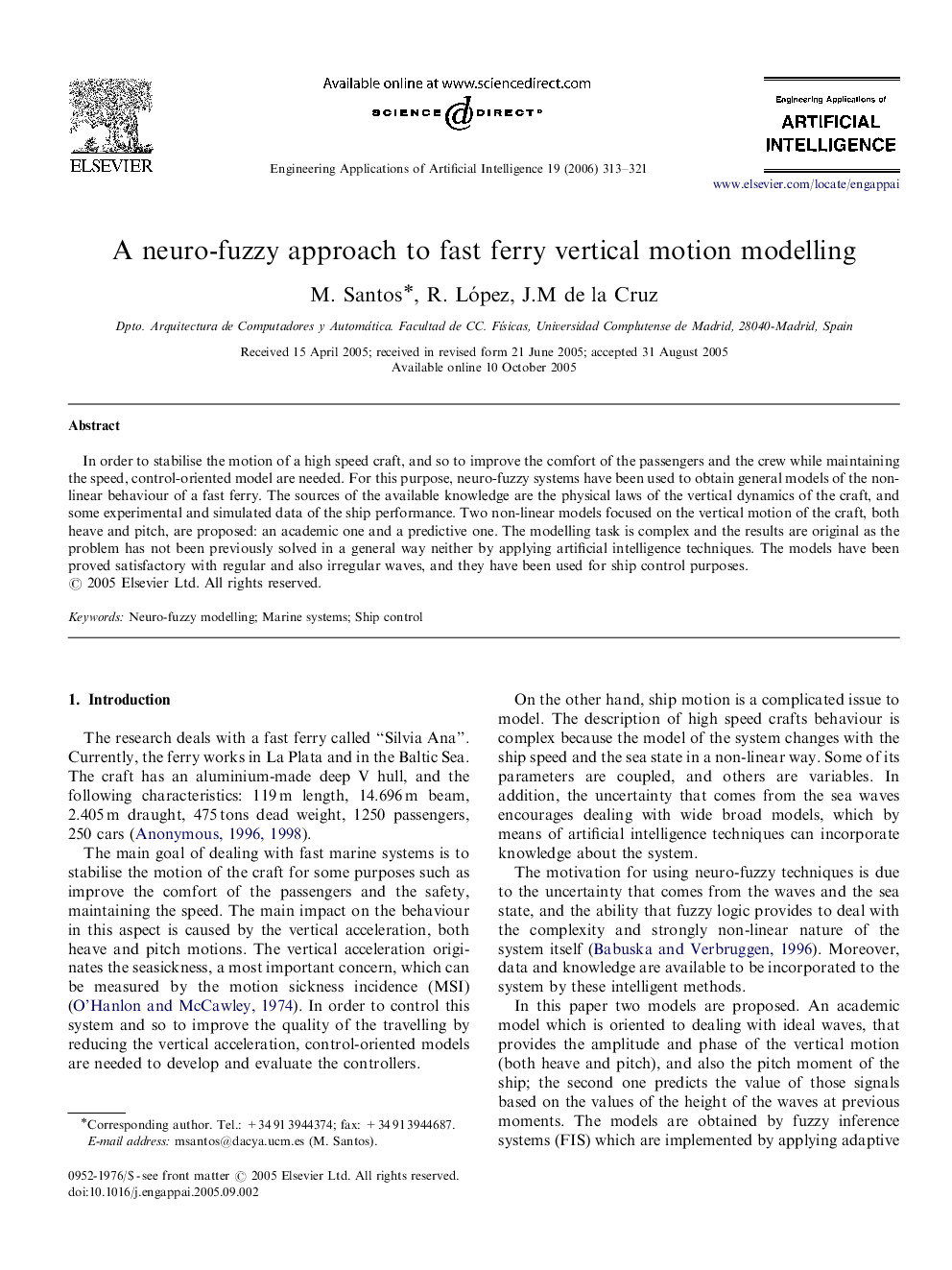 A neuro-fuzzy approach to fast ferry vertical motion modelling