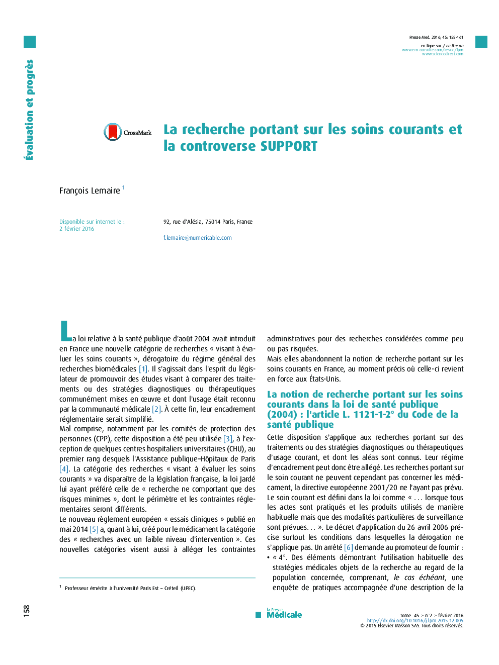 La recherche portant sur les soins courants et la controverse SUPPORT