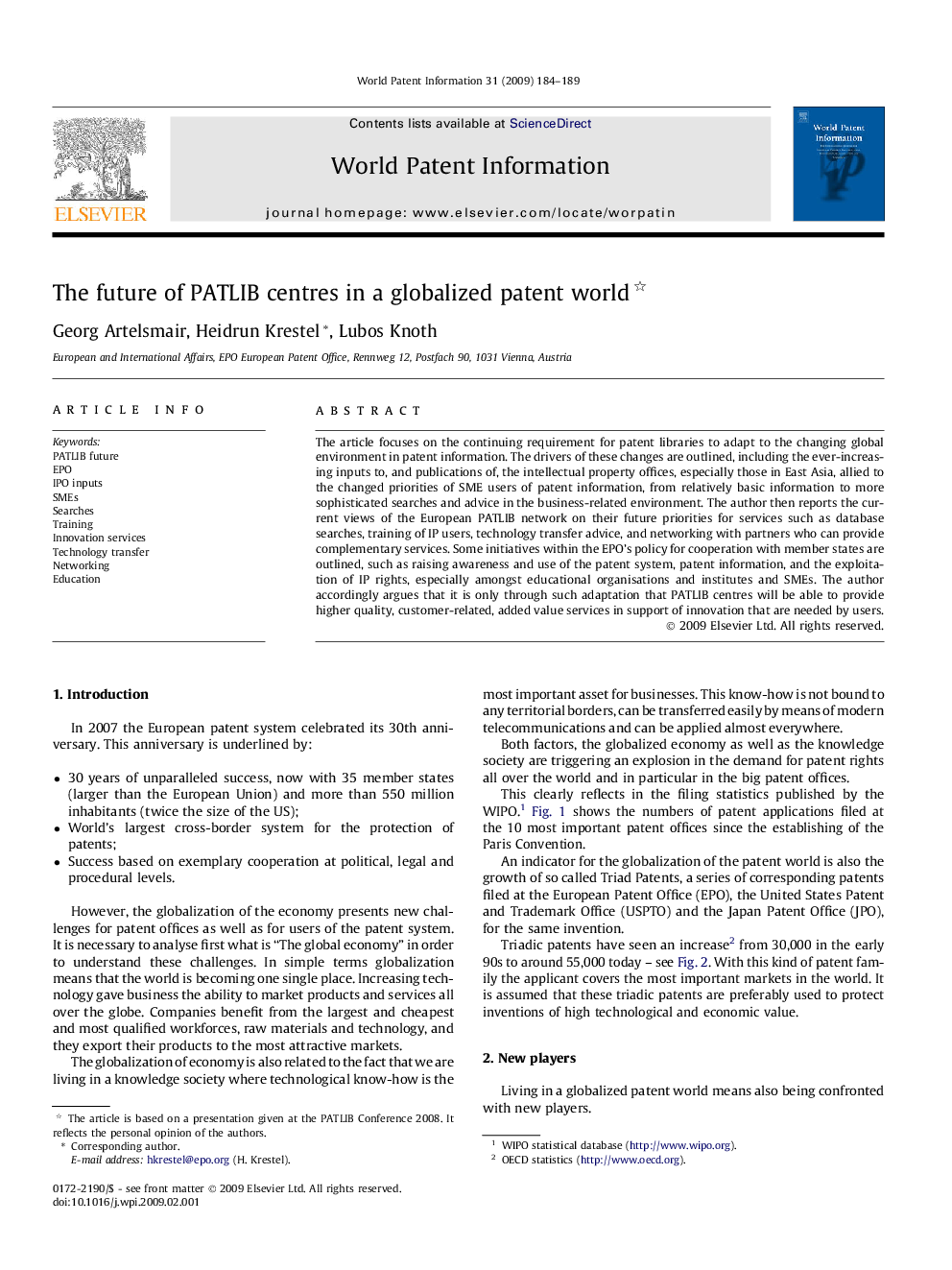 The future of PATLIB centres in a globalized patent world 