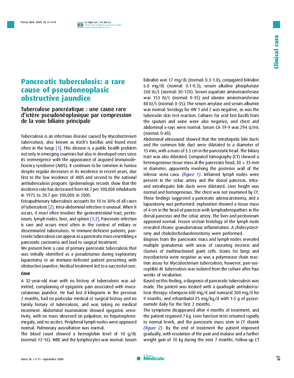 Pancreatic tuberculosis: a rare cause of pseudoneoplasic obstructive jaundice