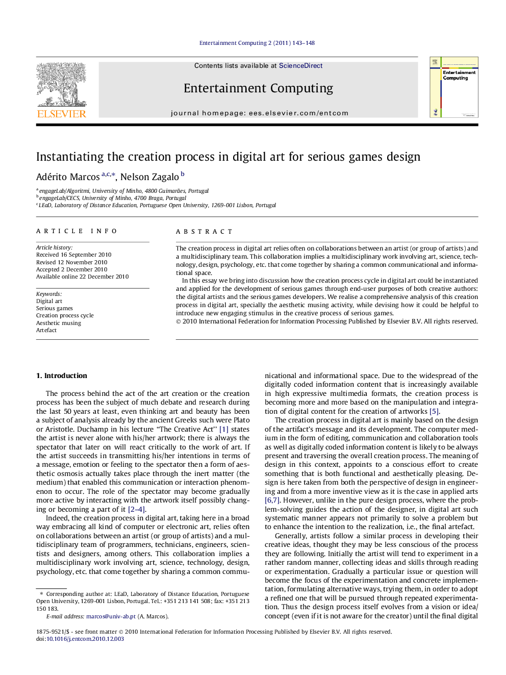 Instantiating the creation process in digital art for serious games design