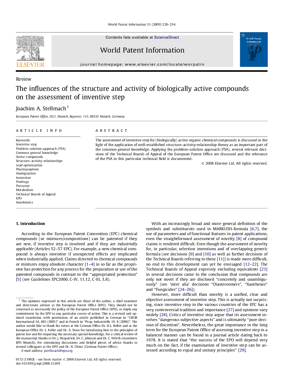 The influences of the structure and activity of biologically active compounds on the assessment of inventive step