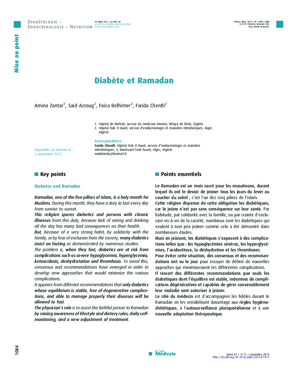 Diabète et Ramadan