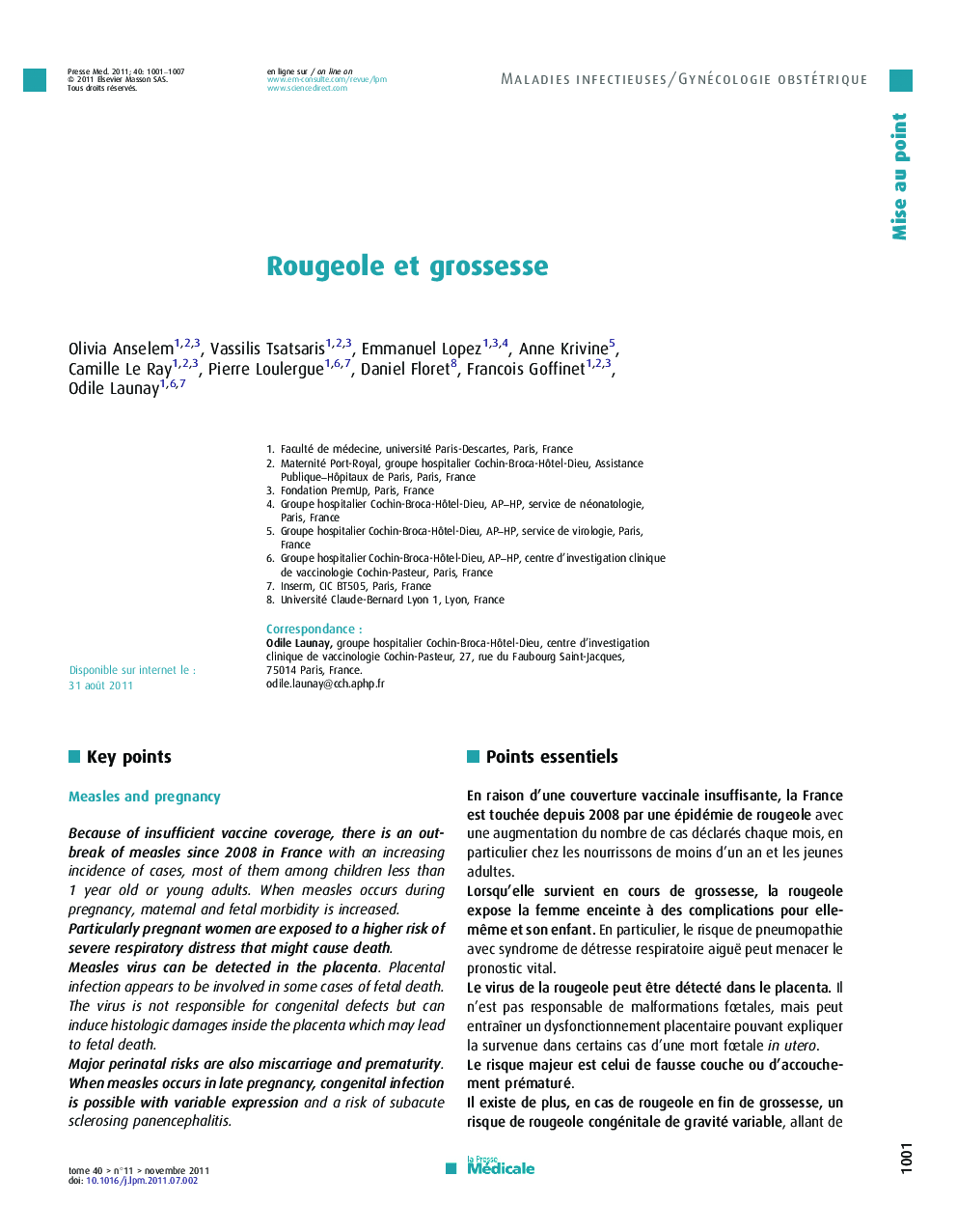 Rougeole et grossesse